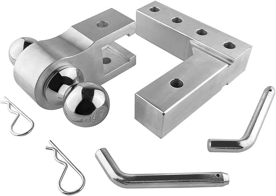 Flashark Adjustable Trailer Hitch Fits 2" inch Receiver, Aluminum Rapid Hitch 6" Drop/Rise, 2-Inch and 2-5/16-Inch Hitch Dual Ball Mount 5