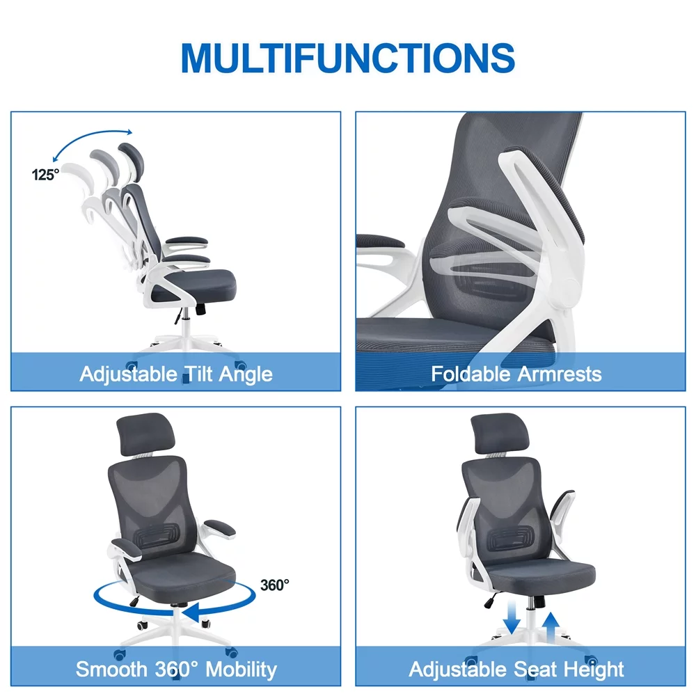 Alden Design Ergonomic Mesh Office Chair with High Back, Black
