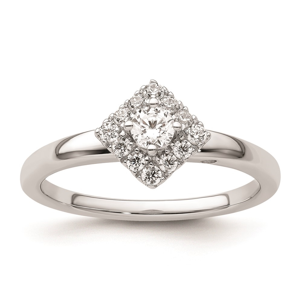 Auriga 14k White Gold Diamond Round Halo Complete Engagement Ring for Women Size- 7