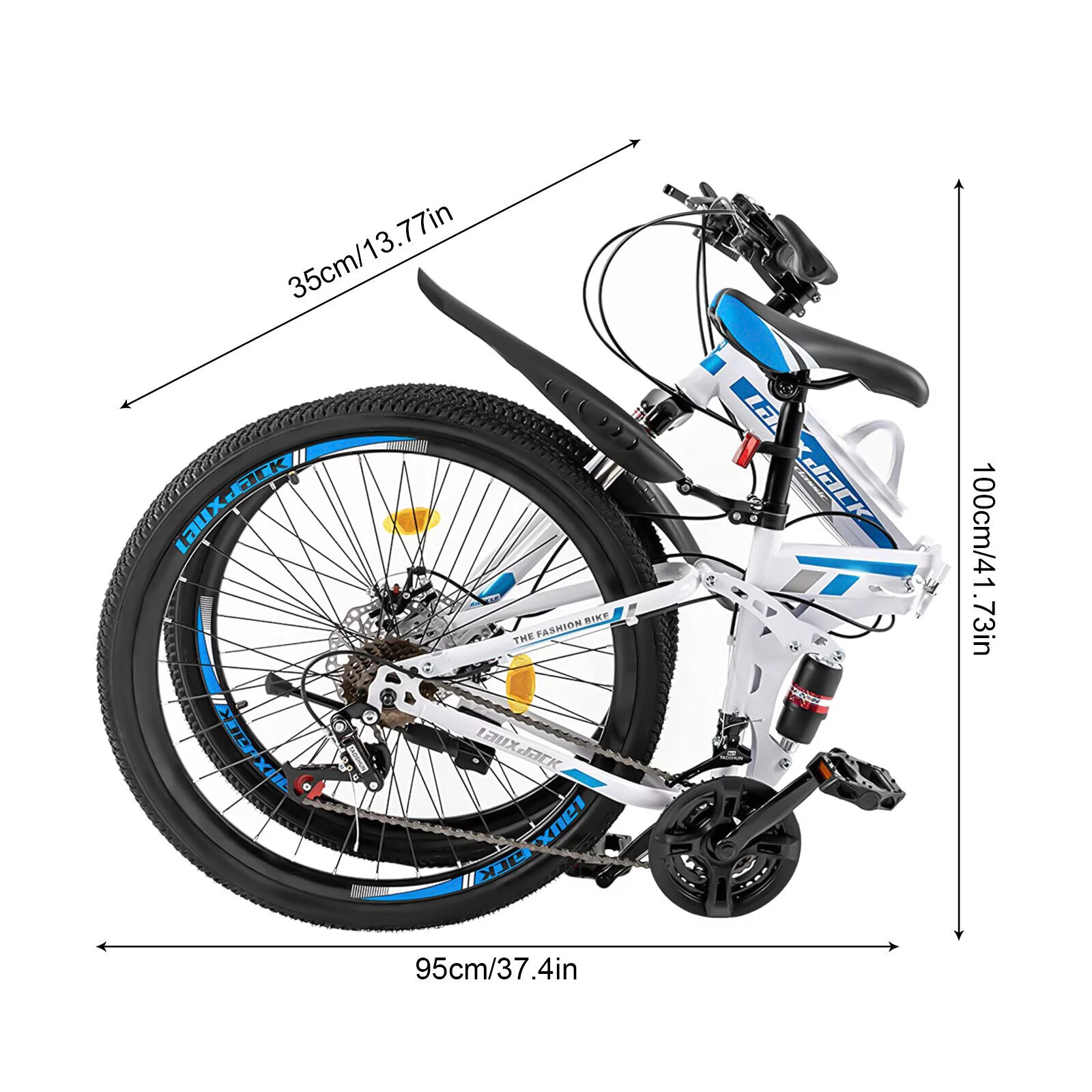 26 inch Foldable Mountain Bike 21 Speed Full Suspension Folding Bicycles with High-Carbon Steel