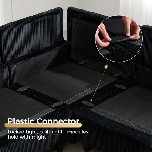 KKL Modular Sectional Sofa Bed with Storage Ottoman, Convertible L/U-Shaped Sleeper Couch for Living Room, Modern Reversible Design, Beige