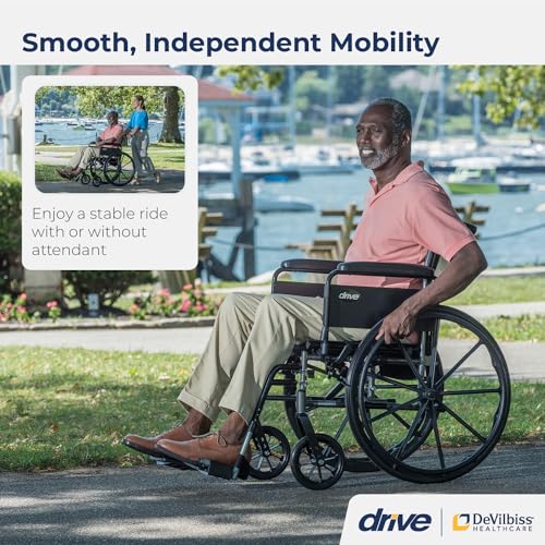 Drive Medical Cruiser III Light Weight Wheelchair with Various Flip Back Arm Styles and Front Rigging Options, 16 Inch