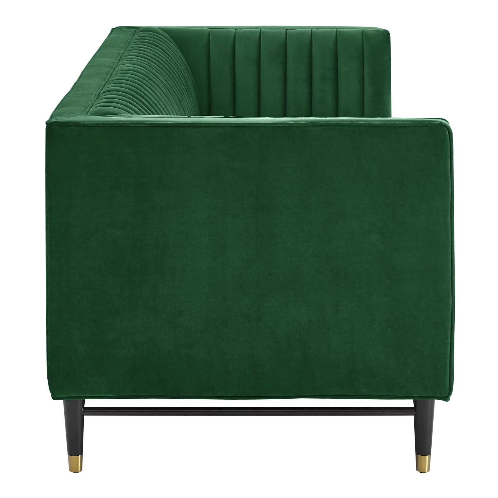 Modway Devote Channel Tufted Performance Velvet Sofa in Emerald
