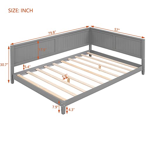 Harper & Bright Designs Full Daybed Frame, Full Size Platform Bed with Slat Support, Sturdy Wood Full Sofa Bed for Living Room, Bedroom