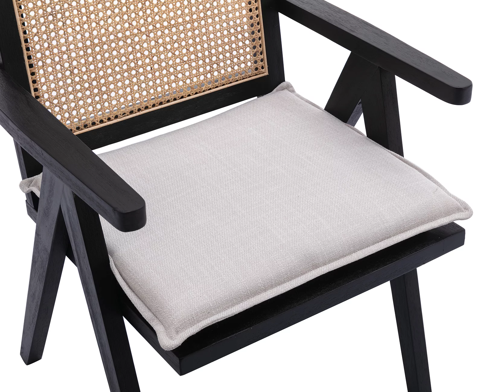 Guyou Modern Rattan Dining Chair Set of 2, Mid-century French Farmhouse Upholstered Solid Wood Armchair Reading Chair