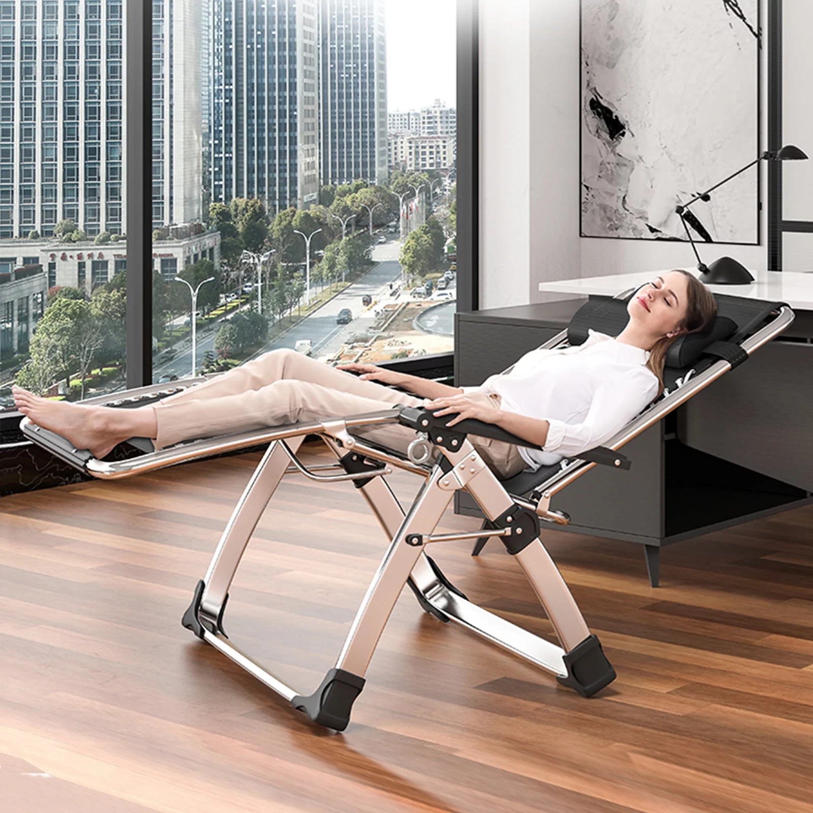 Slsy XL Zero Gravity Chair, Oversized XL 2 Packs Folding Lounge Chair, Patio Recliner, Folding Reclining Chair with Removable Mattress, Cup Holder