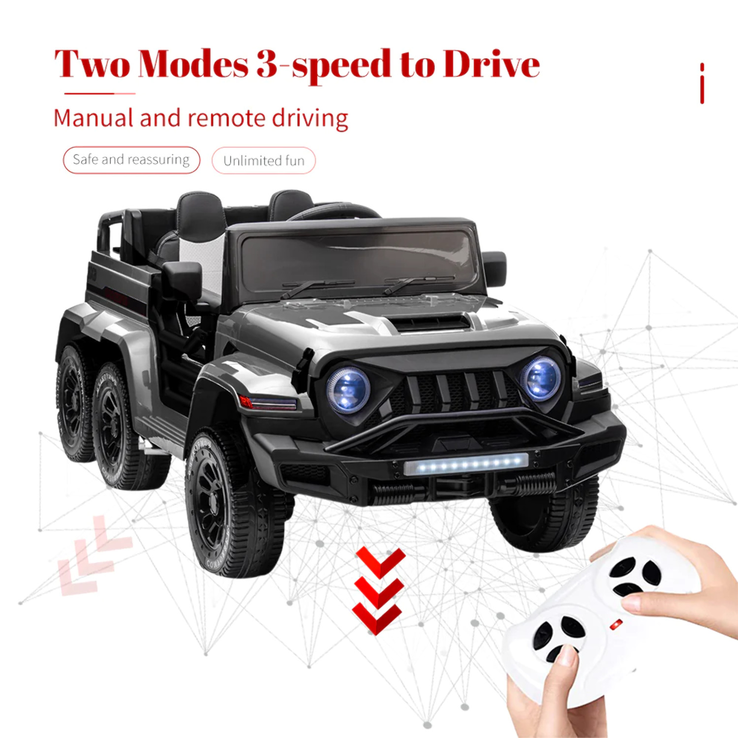 Electric 6-Wheel 24V Kids Ride On Car Truck with MP3, USB, LED Lights, and Remote Control