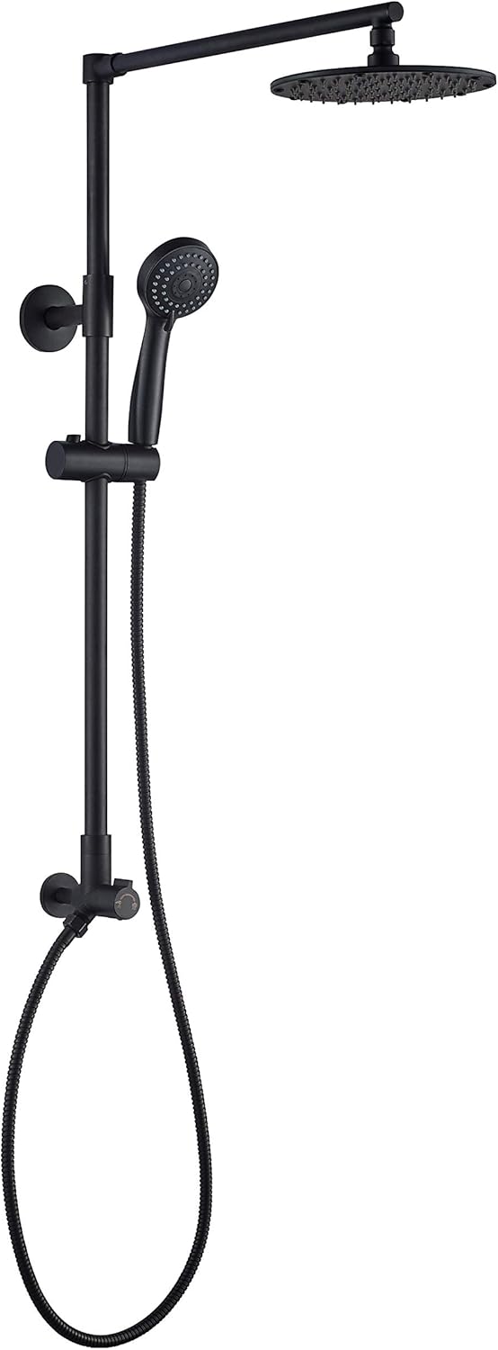 Polaris 3 Retrofit Rain Shower System, 3-Setting Handheld Shower Combo with Slide Bar, 8" Low Profile Shower Head