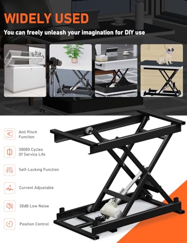 DIHOOL Electric Scissor Lift Table 350Lbs, 195-680MM Height Adjustable Electric Lifting Platform