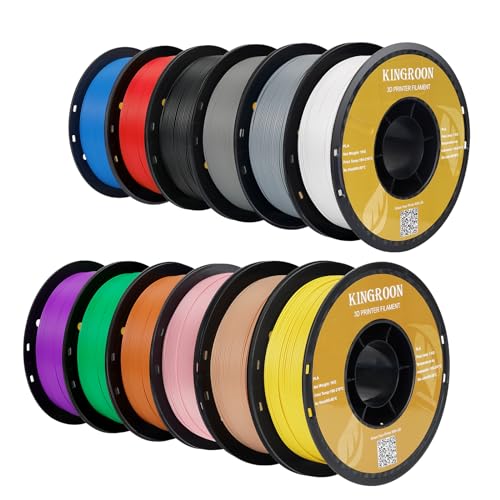 Kingroon PLA 3D Printer Filament, 12Rolls, Dimensional Accuracy +/- 0.03 mm, 12kg Spool(26.4lbs)