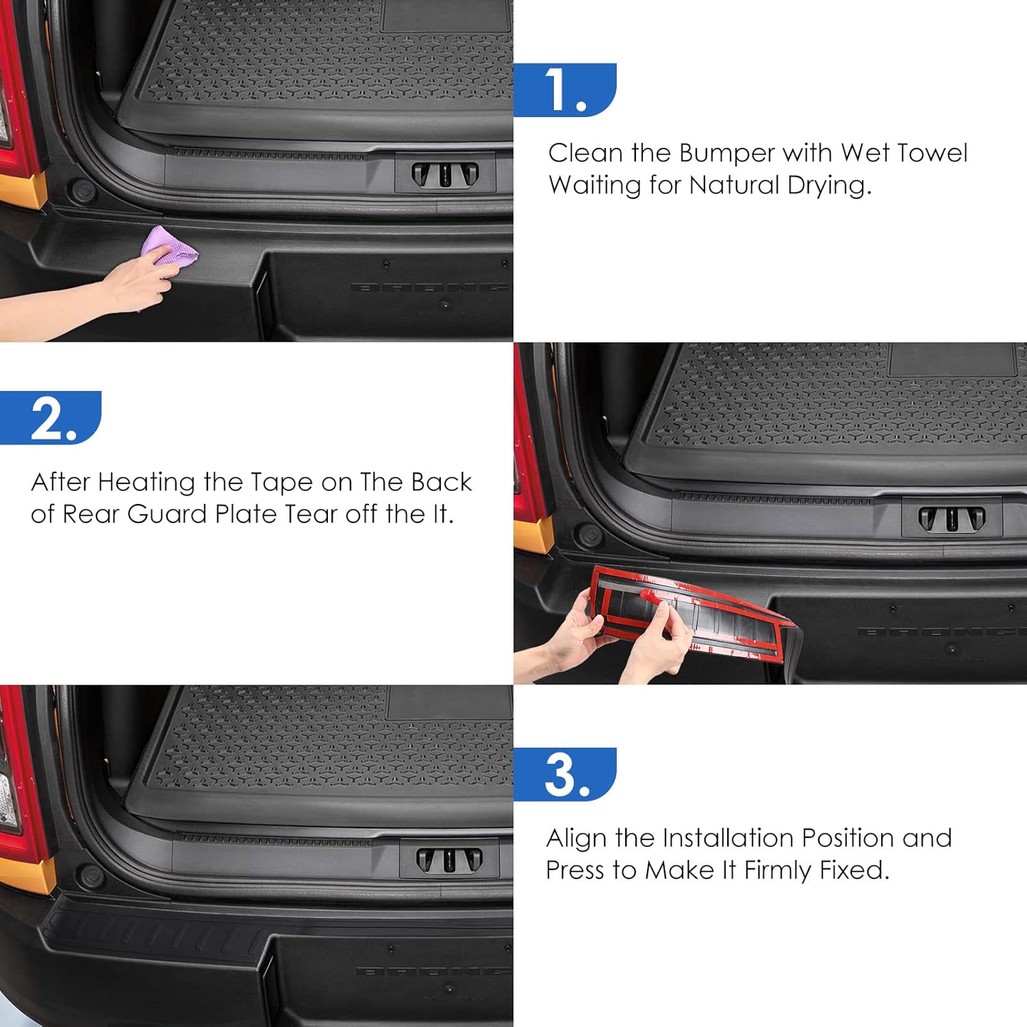 Car Bumper Guard Compatible with 2021 2022 Ford Bronco Sport Accessories Scratch Resistant Exterior Rear Trunk Door Entry Protective Mat Black