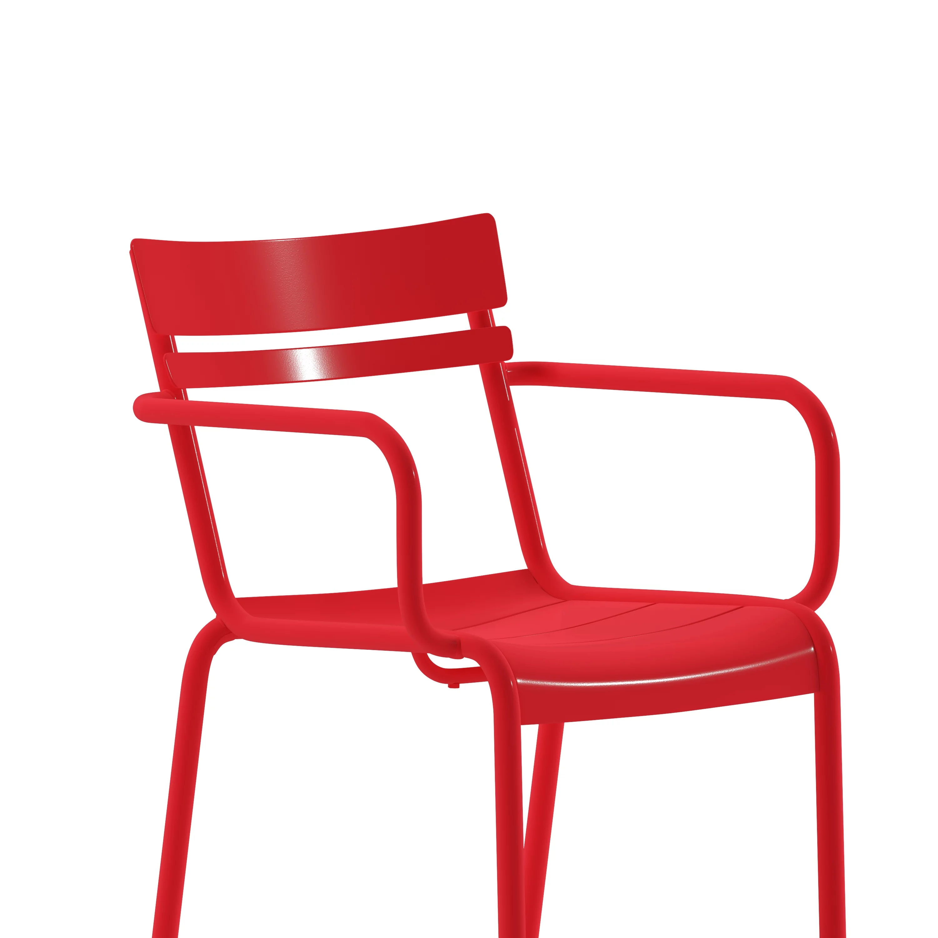 Flash Furniture Nash Commercial Grade Red Steel Indoor-Outdoor Stackable Chair with 2 Slats and Arms