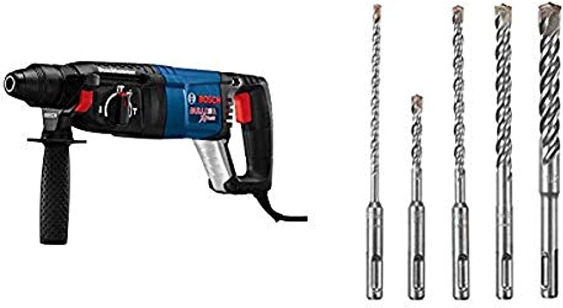 BOSCH 11255VSR Bulldog Xtreme - 8 Amp 1 Inch Corded Variable Speed Sds-Plus Concrete/Masonry Rotary Hammer Power Drill with Carrying Case, Blue
