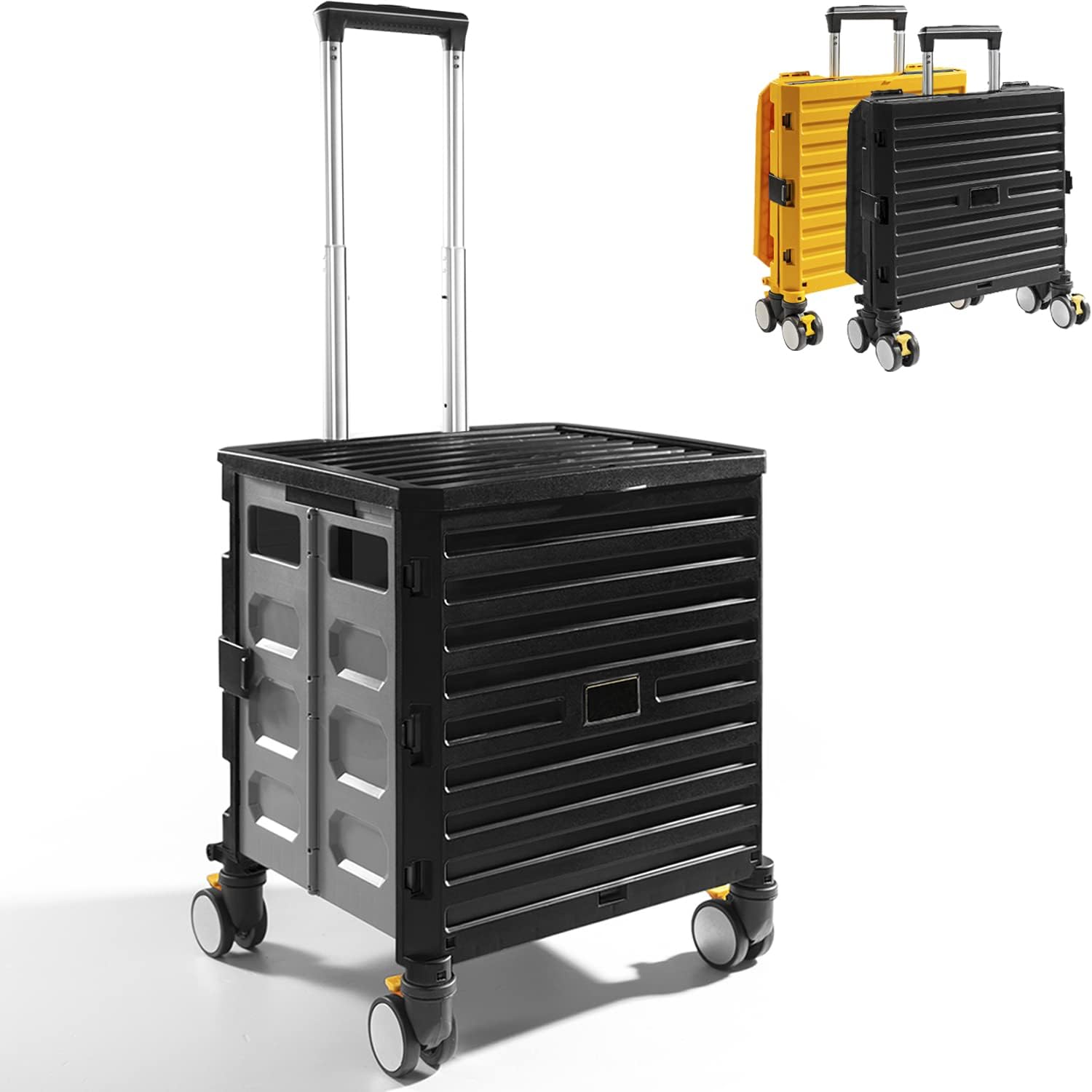 Collapsible Rolling Crate,Storage Carrier Rolling Carts with Wheels and Handles,Pro Teacher Cart