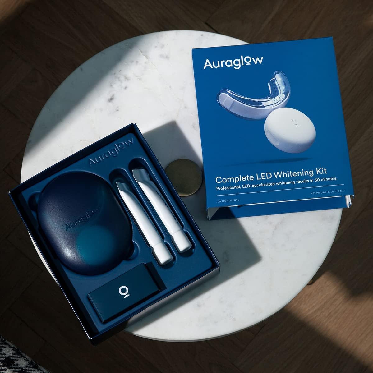 Auraglow Teeth Whitening Kit with LED Light, 35% Carbamide Peroxide, 20 Whitening Treatments Pack of 2