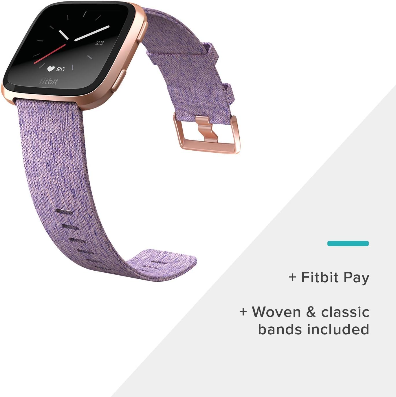 Fitbit Versa Special Edition Smartwatch with Woven Band - Lavender / Rose Gold (Renewed)