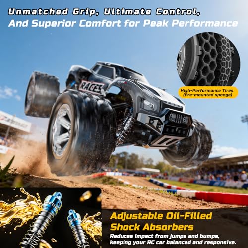 DEERC 8618 1/16 Fast Brushless RC Cars for Adults, Max 56mph, 2 3S Lipo Batteries Electric Off-Road Waterproof RC Truck