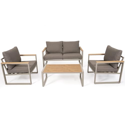Patio Furniture Set, 4 Pieces Outdoor Patio Furniture with Coffee Table Set