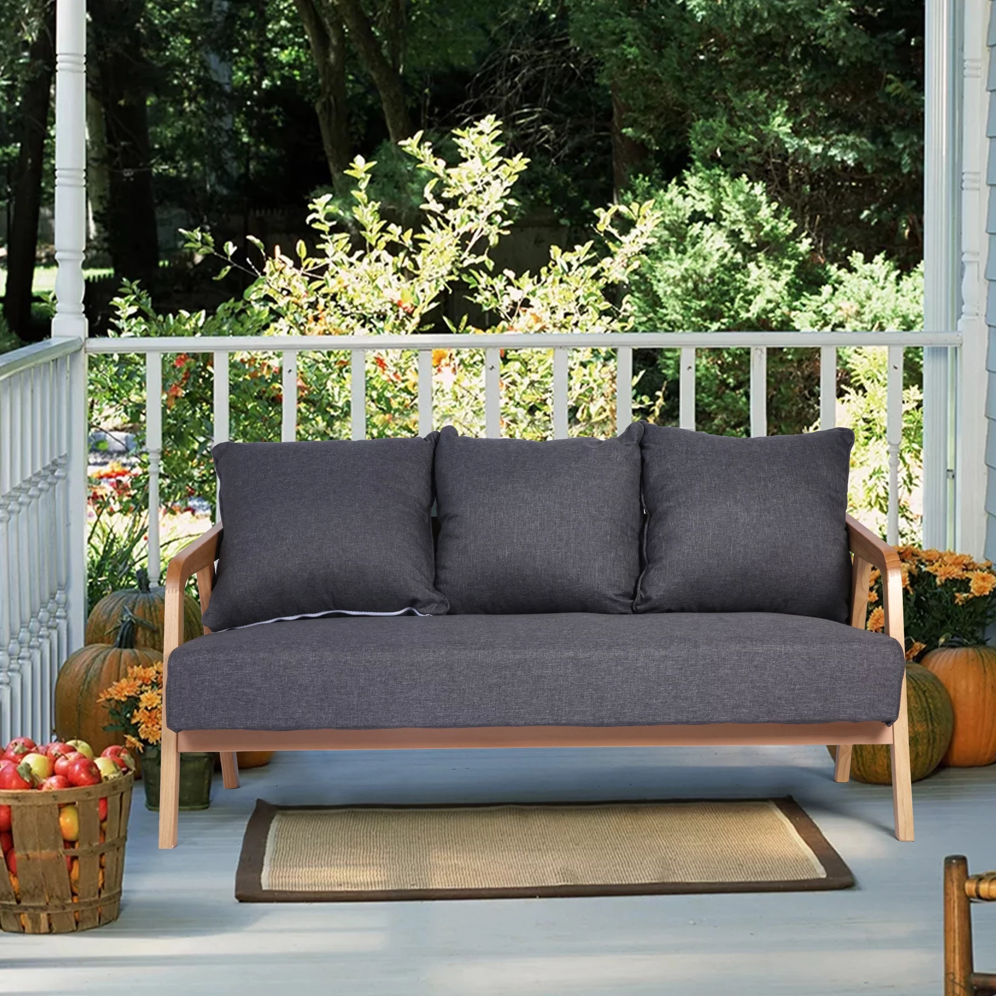 KARMAS PRODUCT 3-Seat Upholstered Loveseat Sofa - Modern Soft Comfort Couch for Living Room, Small Space - Grey Futon Couch
