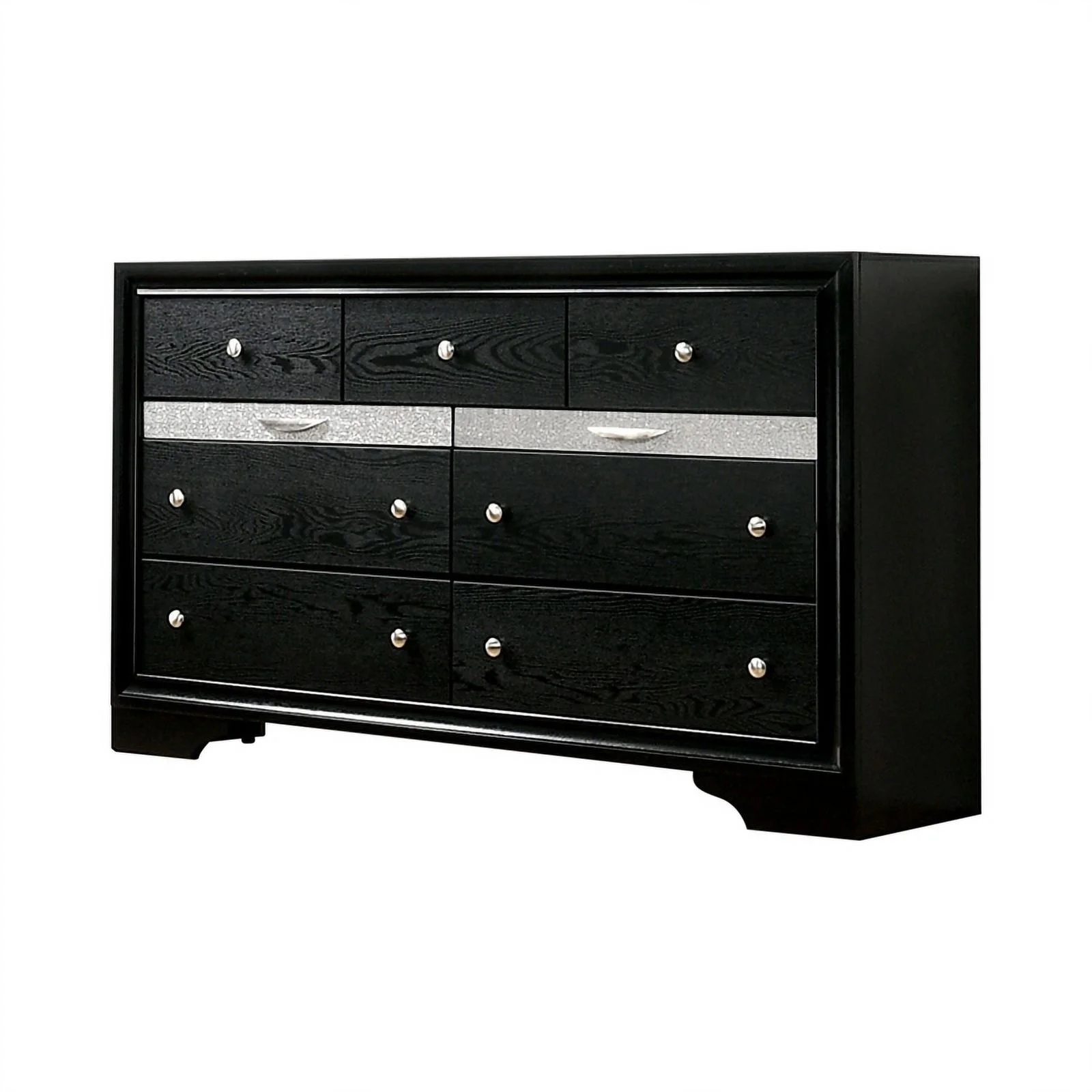 FOA Laren 3-Piece Black Wood Bedroom Set - King + Nightstand + Dresser