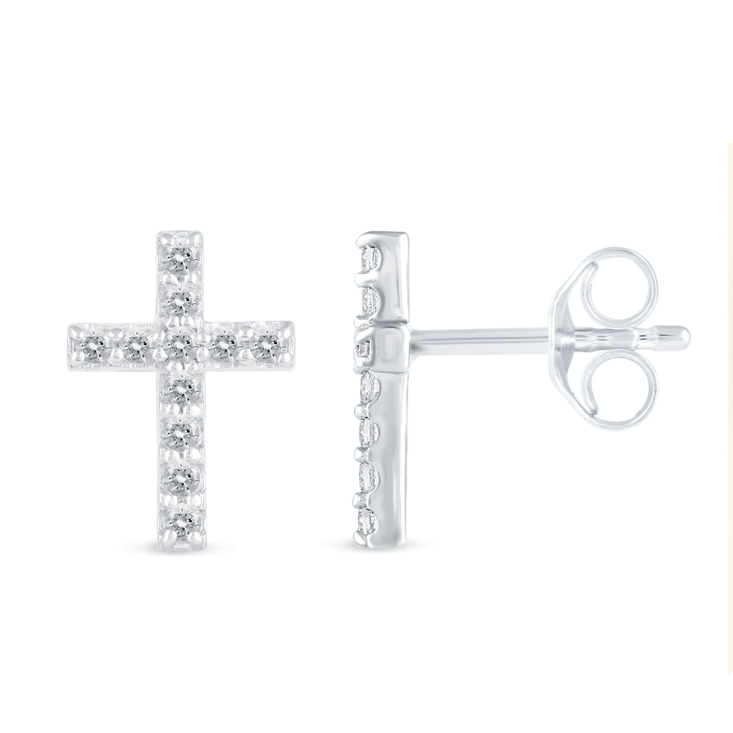 1/4 CTW Real Diamond Stud Earrings set in 925 Sterling Silver