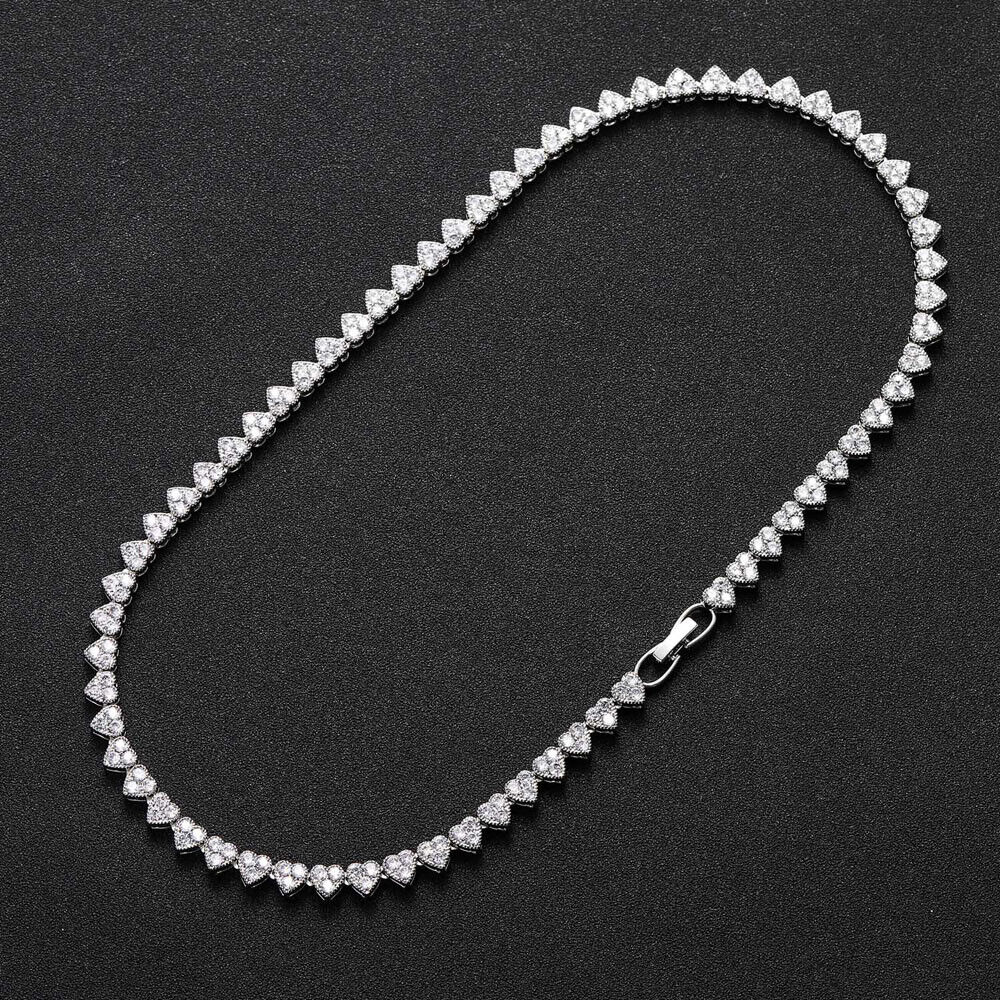 18K Gold and Silver Plated 6.5mm Hip Hop Heart Chain Necklaces Bling ICED 5A+ CZ