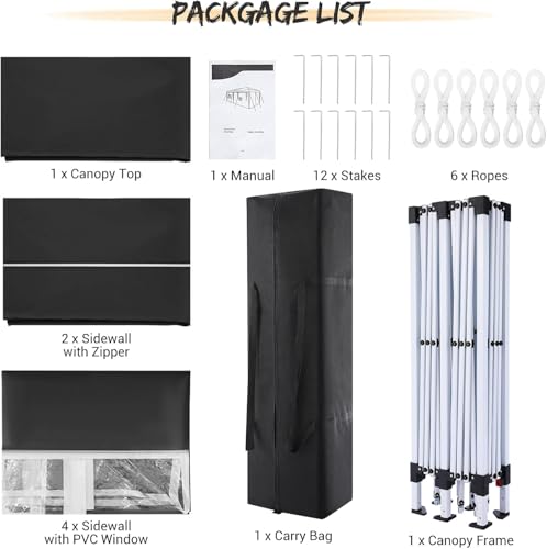 COBIZI 10x10 Pop up Canopy Tent Protable Canopy Tent with 4 Sidewalls Waterproof Commercial Instant Shelter for Parties, Wedding
