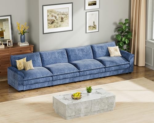 Homall 119" Modular Sectional Sofa, L Shaped Sofa Couch with Reversible Ottoman, DIY Combination Chenille Deep 3-Seat Cloud Couch for Living Room
