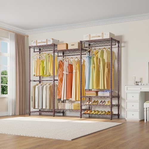 VIPEK V5 Portable Closet Wardrobe Heavy Duty Clothes Rack, Freestanding Clothing Rack with 4 Hang Rods & 8 Shelves, Adjustable Closet Racks