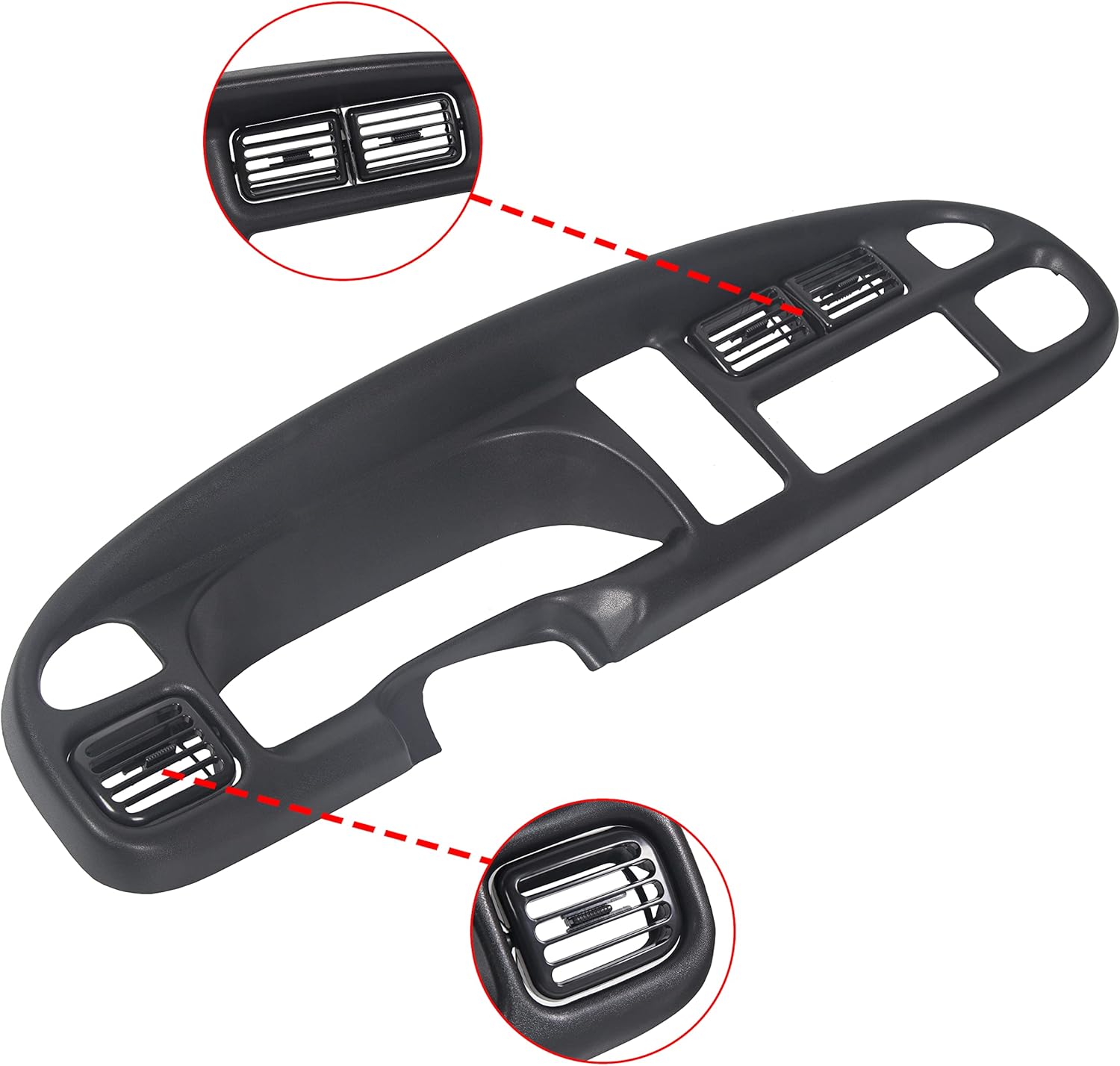 ECOTRIC Front Dash Pad Cover Overlay Dashboard Cap Compatible with 1998-2001 Dodge Ram Trucks Gray Molded Dash Bezel Protector