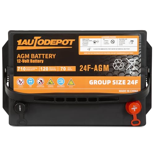 BCI Group 24F Car Battery, 12V 70Ah Automotive Battery Premium Maintenance Free AGM Batteries, 710CCA, 120RC, 36 Months Warranty
