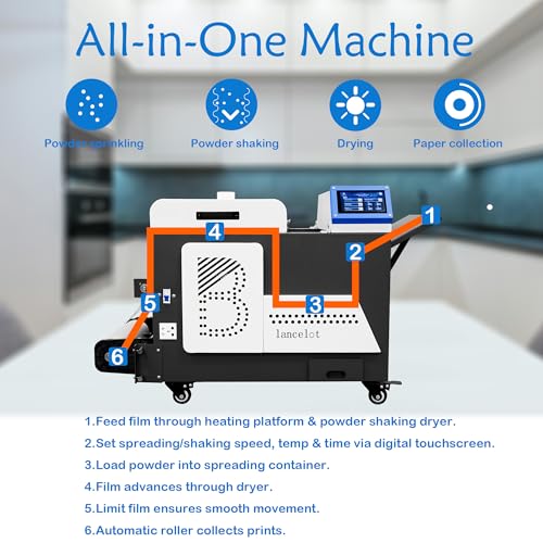 Lancelot W30 DTF Curing Oven and Powder Shaker Upgraded Heater T-Shirt Printer Machine Shaking Powder DTF Transfer Film Roll Printing Oven Auto