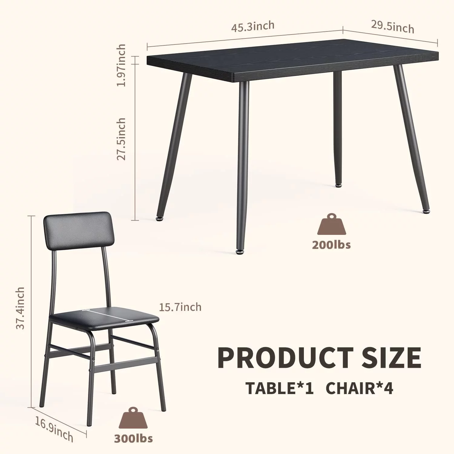 Dining Table Set For 4, Kitchen Dining Table With 4 Chairs For Small Space, Apartment
