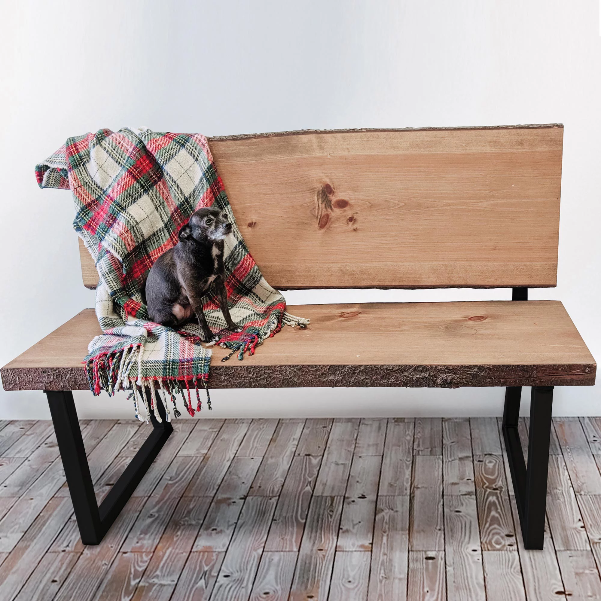 Live Edge Timber Co. Bench Legs with Back Rest – Black – Pair