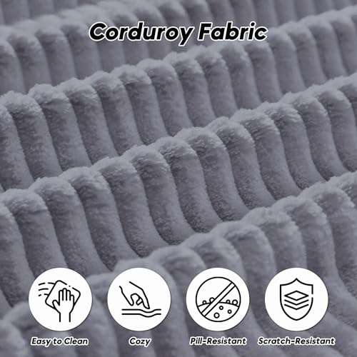 Convertible Sleeper Sofa Bed with Cylindrical Pillow, Corduroy Folding Mattress Couch with Fixed-Shape Frame