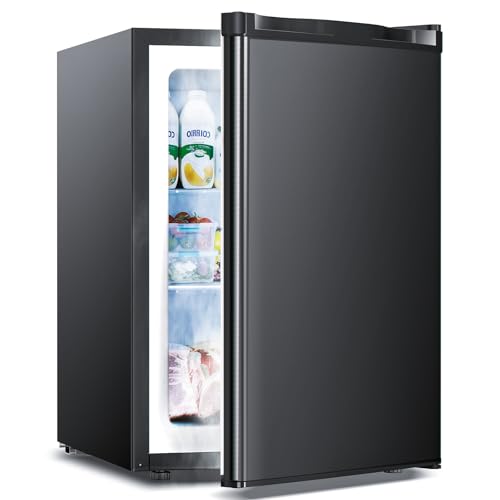 3.0 Cu.ft Upright Freezer, Small Mini Freezer with Adjustable Thermostat, Removable Shelves, Reversible Single Door, for Bedroom/Home/Dorms/Apartment