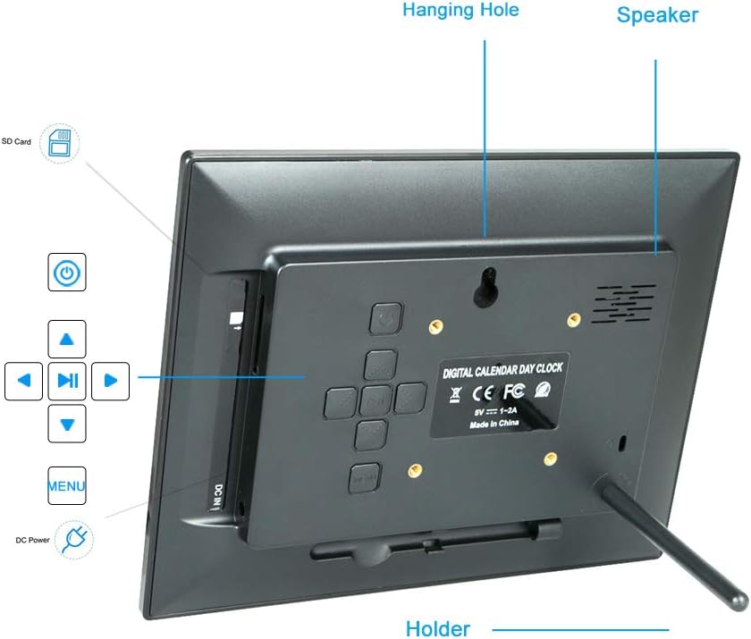 [Newest Version] Digital Calendar Day Alarm Clock with 8 Alarm Reminders,AM/PM Function
