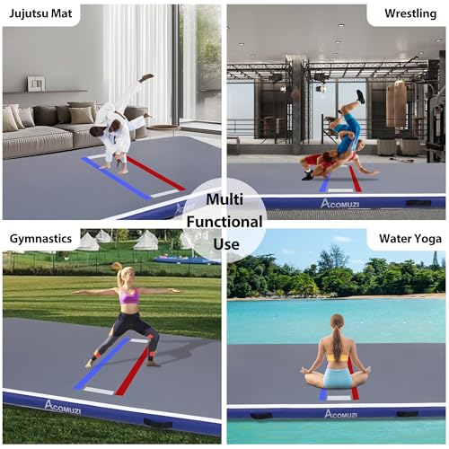 Inflatable Wrestling Mat 10FT/5FT, Portable Jiu Jitsu Mats Wrestling Mat for Home, Outdoor or Indoor Training Mat for Water Yoga, Gymnastics, Gray
