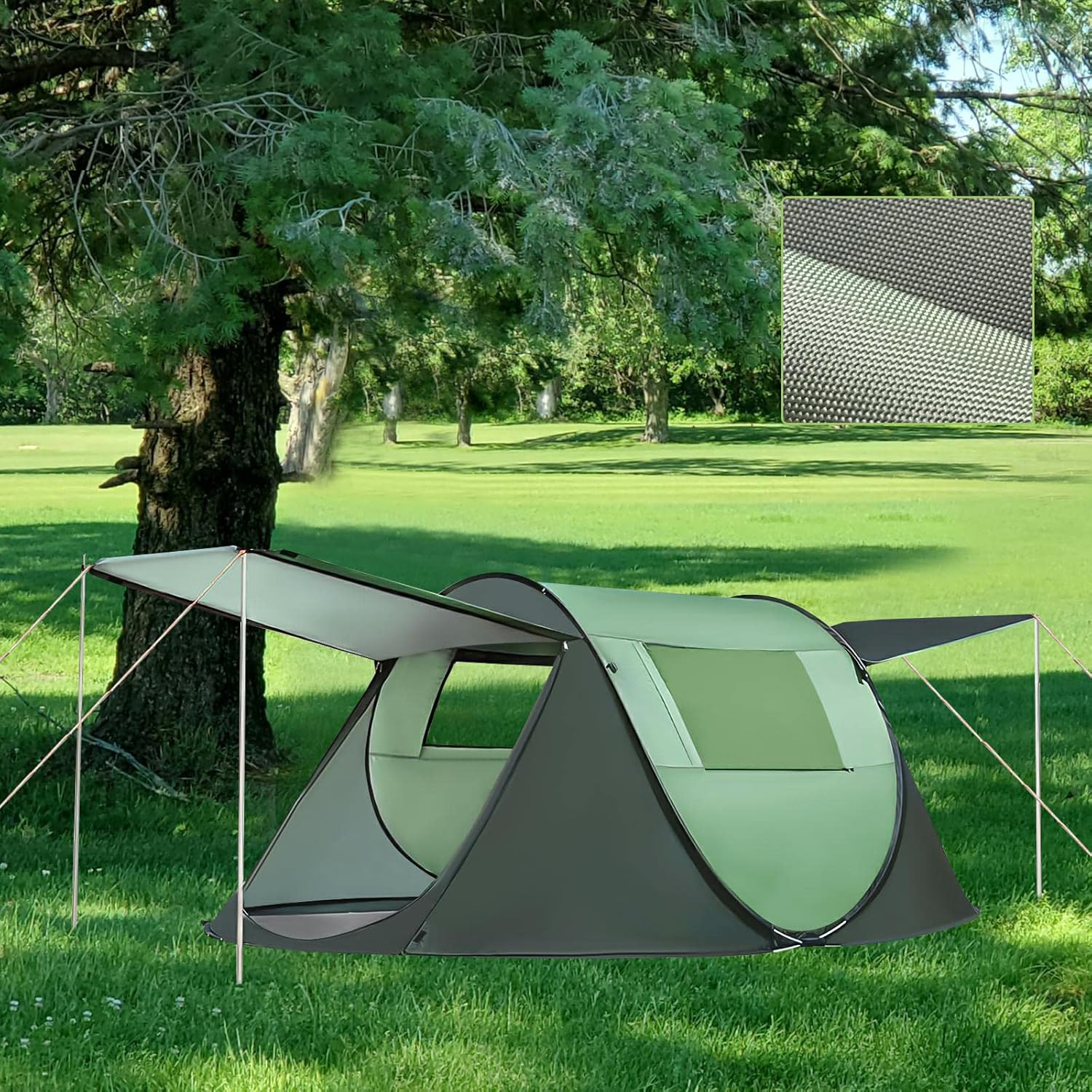 Camping Tent Easy Pop Up Tent, 3/4 Person Outdoor Waterproof Tent Automatic Setup 2 Doors Instant Family Tents with Stability Poles, Carry Bag