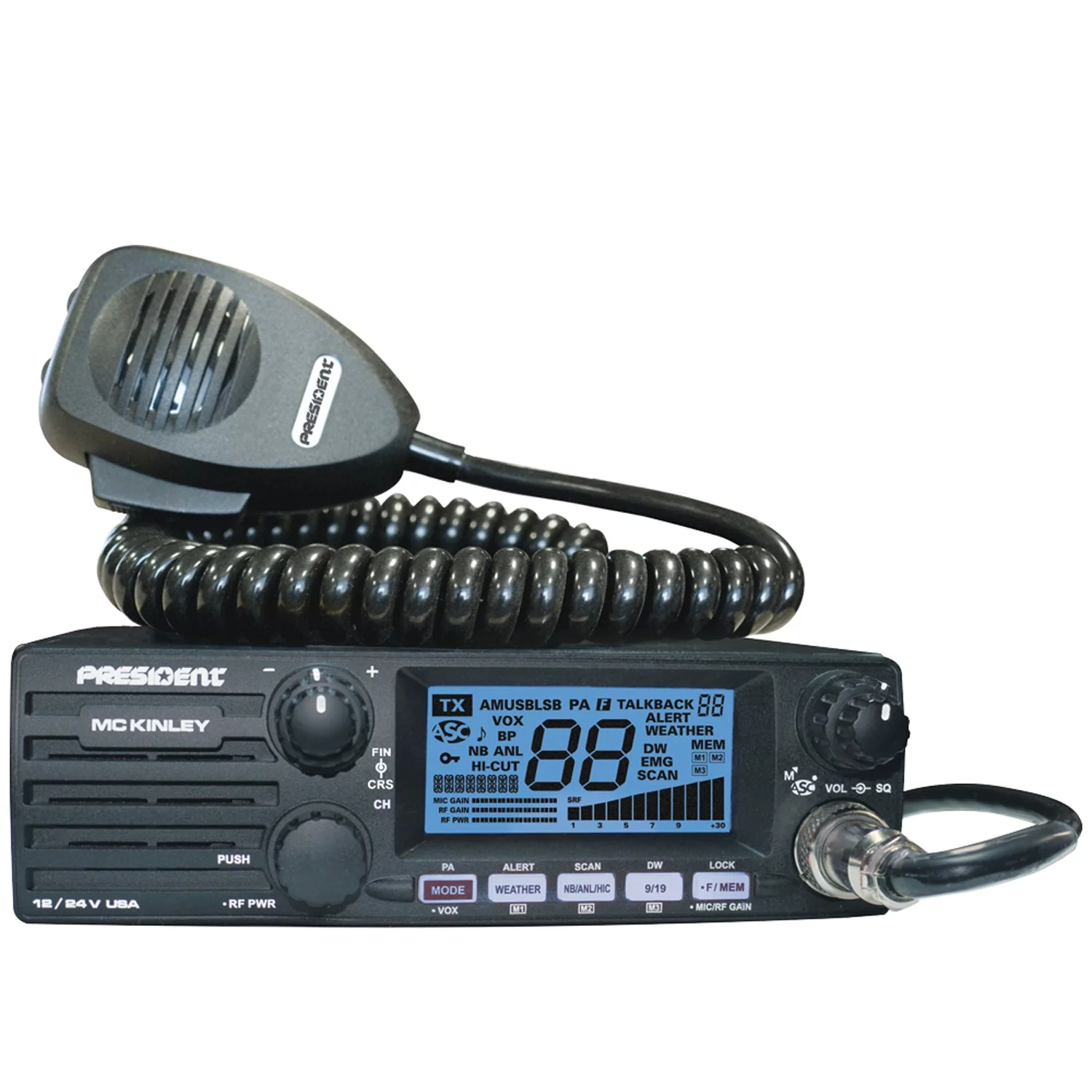 Group President Electronics TXUS600 Mckinley USA 12/24v CB Radio & Tram 703-HC CB Antenna Kit
