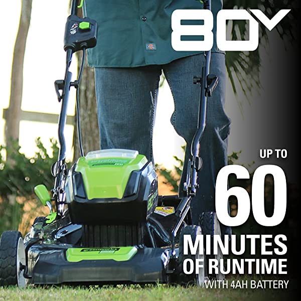 Greenworks Pro 80V 21 inch Cordless Push Lawn Mower, Includes Two 2Ah Batteries and Charger, GLM801601 (2) 2Ah Batteries Push