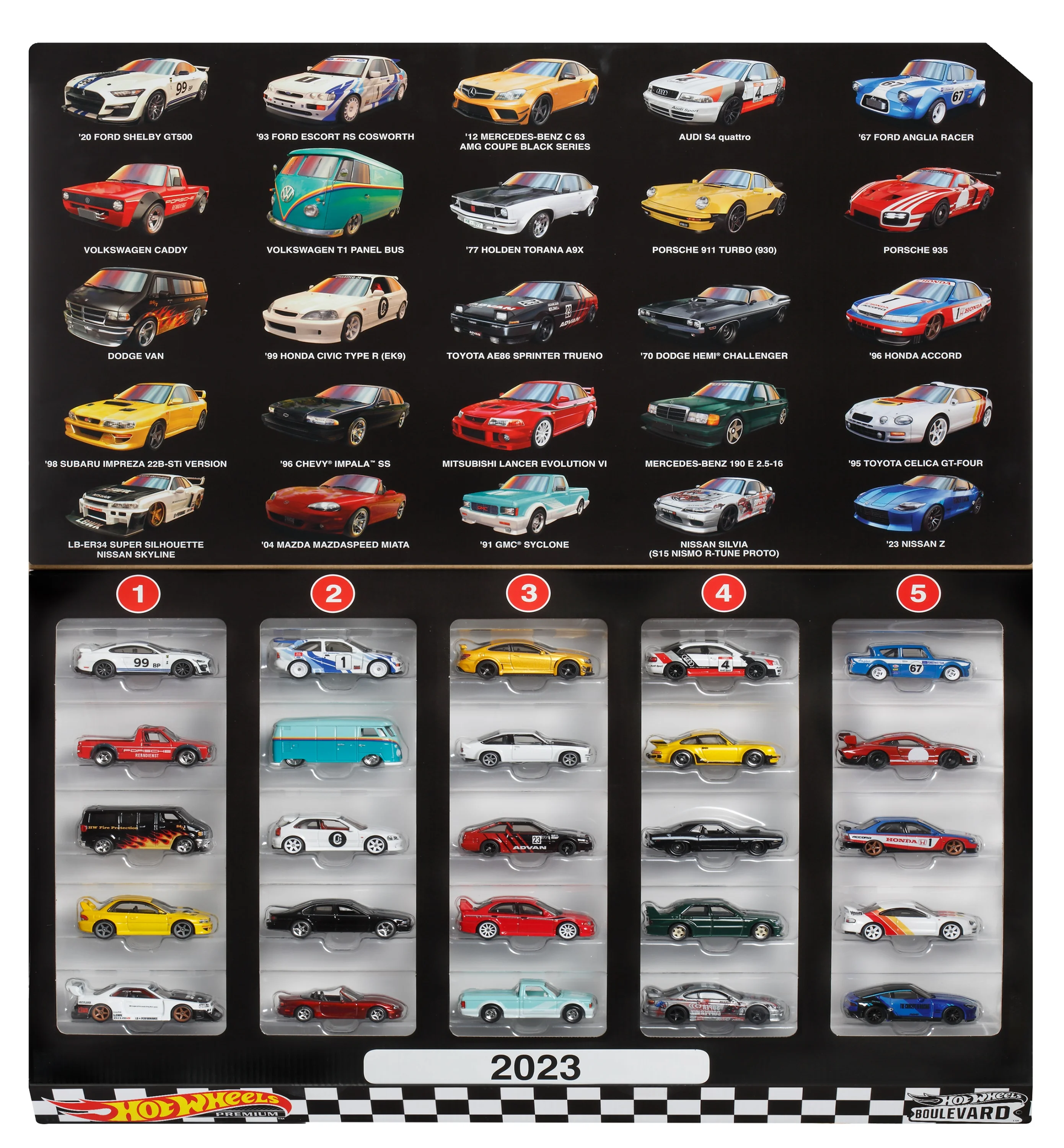 Hot Wheels Boulevard 25-Car Factory Set, 25 Premium 1:64 Scale Sports Cars - Radiant Selections