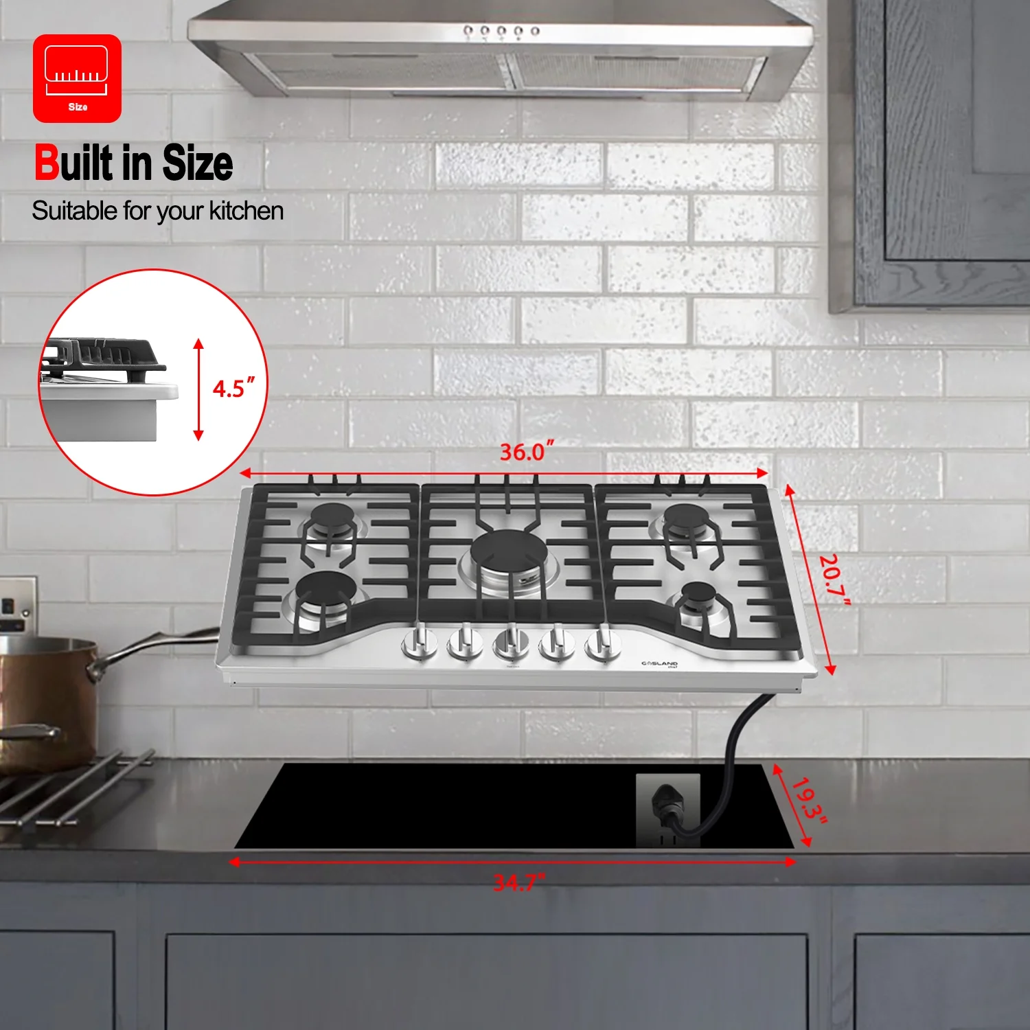 Gasland Chef 36 in. NG/LPG Convertible Gas Cooktop in Stainless Steel with 5 Burners