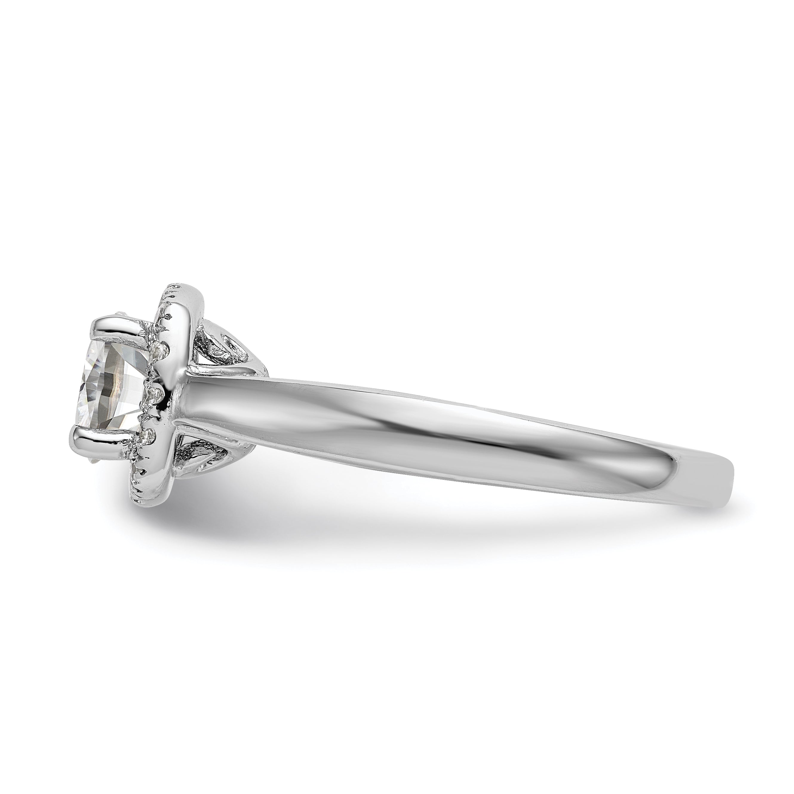 0.75ct. CZ Solid Real 14K White Gold Round Halo Engagement Ring