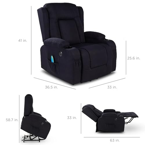 Best Choice Products Modern Linen Electric Power Lift Chair, Recliner Massage Chair, Adjustable Furniture for Back, Legs w/ 3 Positions, USB Port