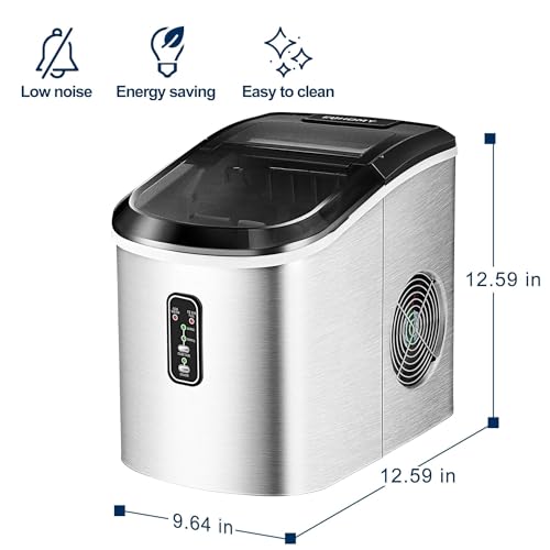 EUHOMY Nugget Ice Maker Countertop with Handle, Ready in 6 Mins, 34lbs Per Day, Removable Top Cover, Auto-Cleaning