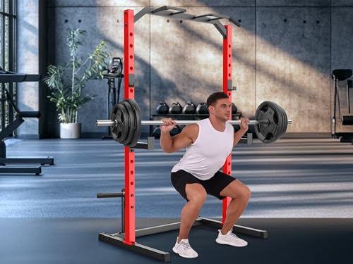 OPPSDECOR Power Cage, Multi-Function Power Rack with Adjustable Cable Pulley System, Squat Rack with Pull-up Bar, J-Hooks