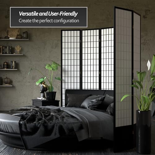 Red Lantern 7 ft. Tall Window Pane Shoji Screen-White-3 Panels Room Divider