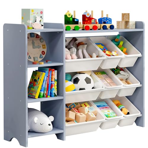 MallBest 4-Tier Kids' Toy Storage Organizer Shelf - 100% Solid Wood