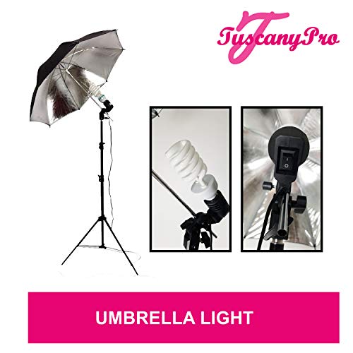 Portable Heavy-Duty Makeup Artist Chair with Umbrella Light Kit - Perfect for Makeup, Salon, Events with 29 Inch Seat Height - Carry Bag Included